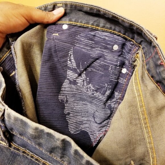 Levi's Red | Men's Slim Straight Distressed Jeans (Size 34) - Picture 6 of 8